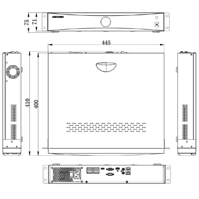 Rysunek techniczny rejestratora Hikvision IP DS-7732NXI-K4(D)